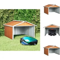 Skure, Garager & Carports^Skure & Redskabsskure - Living garage til robotplæneklipper 92x97x63 cm galvaniseret stål brun
