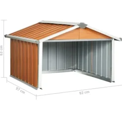 Skure, Garager & Carports^Skure & Redskabsskure - Living garage til robotplæneklipper 92x97x63 cm galvaniseret stål brun