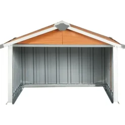 Skure, Garager & Carports^Skure & Redskabsskure - Living garage til robotplæneklipper 92x97x63 cm galvaniseret stål brun