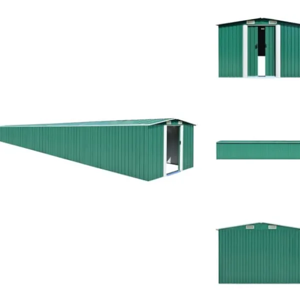 Skure & Redskabsskure - Living haveskur 257x990x181 cm galvaniseret stål grøn Skure, Garager & Carports