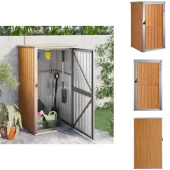 Skure, Garager & Carports^Skure & Redskabsskure - Living redskabsskur til haven 88x89x161 cm galvaniseret stål brun