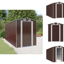 Skure, Garager & Carports^Skure & Redskabsskure - Living haveskur 192x440x223 cm galvaniseret stål mørkebrun