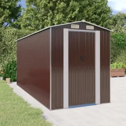 Skure, Garager & Carports^Skure & Redskabsskure - Living haveskur 192x440x223 cm galvaniseret stål mørkebrun