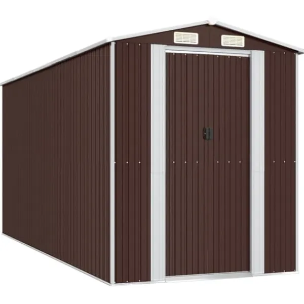 Skure, Garager & Carports^Skure & Redskabsskure - Living haveskur 192x440x223 cm galvaniseret stål mørkebrun