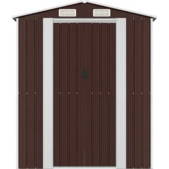 Skure, Garager & Carports^Skure & Redskabsskure - Living haveskur 192x440x223 cm galvaniseret stål mørkebrun