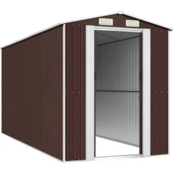 Skure, Garager & Carports^Skure & Redskabsskure - Living haveskur 192x440x223 cm galvaniseret stål mørkebrun