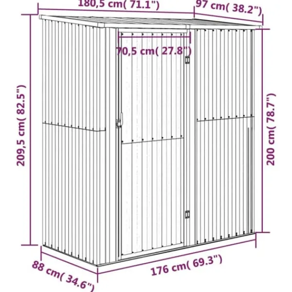 Skure, Garager & Carports^Skure & Redskabsskure - Living haveskur 180,5x97x209,5 galvaniseret stål antracitgrå