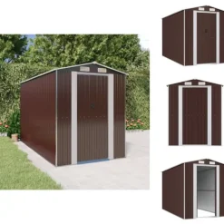 Skure, Garager & Carports^Skure & Redskabsskure - Living haveskur 192x357x223 cm galvaniseret stål mørkebrun