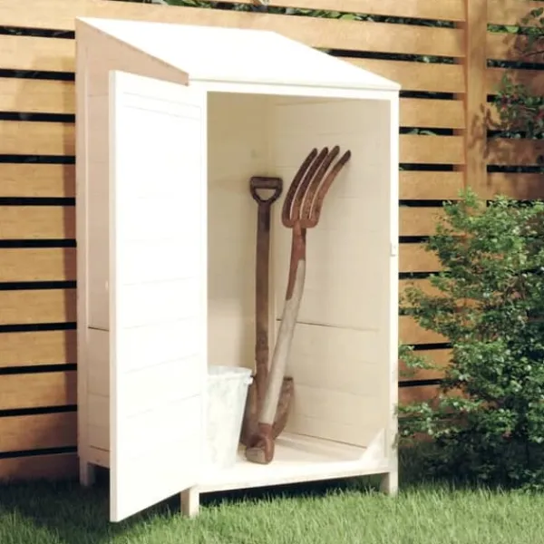 Discount Skure & Redskabsskure - Living haveskur 55x52x112 cm massivt grantræ hvid Skure, Garager & Carports