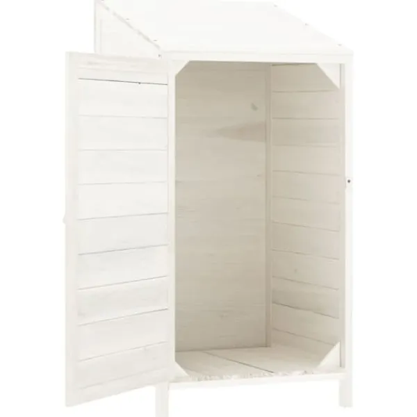 Discount Skure & Redskabsskure - Living haveskur 55x52x112 cm massivt grantræ hvid Skure, Garager & Carports