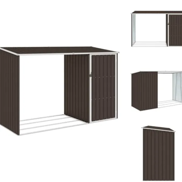 Skure, Garager & Carports^Skure & Redskabsskure - Living brændeskur 245x98x159 cm galvaniseret stål brun