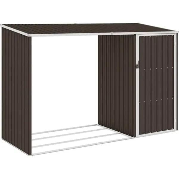 Skure, Garager & Carports^Skure & Redskabsskure - Living brændeskur 245x98x159 cm galvaniseret stål brun