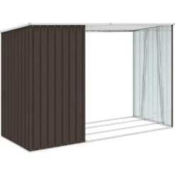 Skure, Garager & Carports^Skure & Redskabsskure - Living brændeskur 245x98x159 cm galvaniseret stål brun