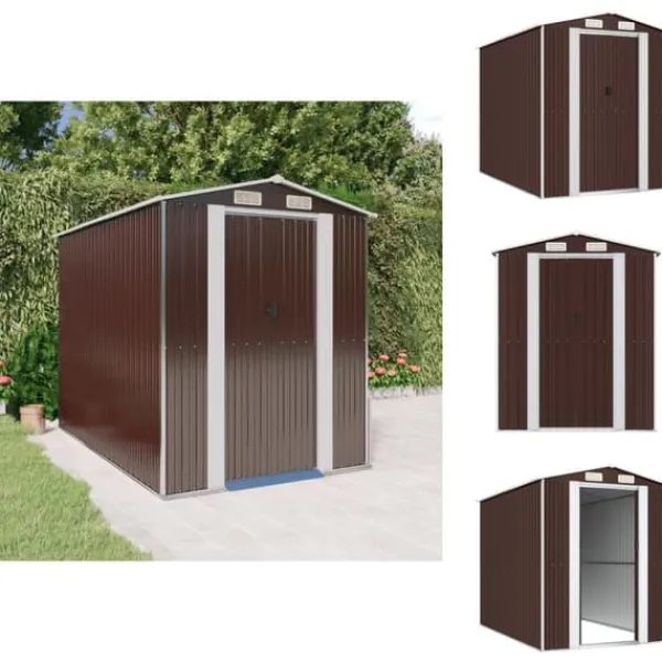 Clearance Skure & Redskabsskure - Living haveskur 192x274x223 cm galvaniseret stål mørkebrun Skure, Garager & Carports