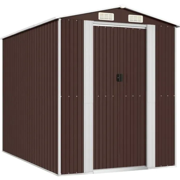 Clearance Skure & Redskabsskure - Living haveskur 192x274x223 cm galvaniseret stål mørkebrun Skure, Garager & Carports