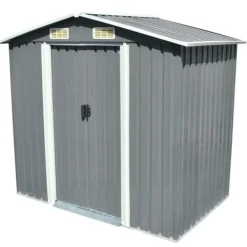 Skure, Garager & Carports^Skure & Redskabsskure - Living opbevaringsskur til haven 204x132x186 cm metal grå