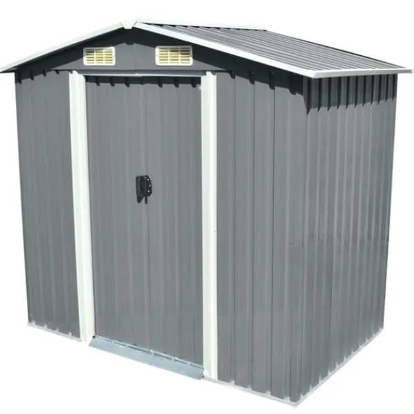 Skure, Garager & Carports^Skure & Redskabsskure - Living opbevaringsskur til haven 204x132x186 cm metal grå