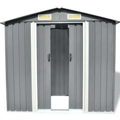 Skure, Garager & Carports^Skure & Redskabsskure - Living opbevaringsskur til haven 204x132x186 cm metal grå