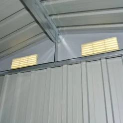 Skure, Garager & Carports^Skure & Redskabsskure - Living opbevaringsskur til haven 204x132x186 cm metal grå