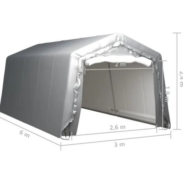 Discount Skure & Redskabsskure - Living opbevaringstelt 300x600 cm stål grå Skure, Garager & Carports