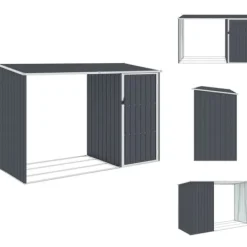Skure, Garager & Carports^Skure & Redskabsskure - Living brændeskur 245x98x159 cm galvaniseret stål antracitgrå