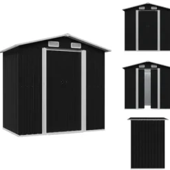 Skure, Garager & Carports^Skure & Redskabsskure - Living opbevaringsskur til haven 204x132x186 cm stål antracitgrå