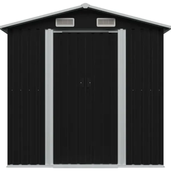 Skure, Garager & Carports^Skure & Redskabsskure - Living opbevaringsskur til haven 204x132x186 cm stål antracitgrå