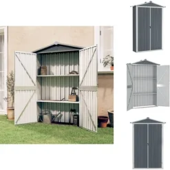Online Skure & Redskabsskure - Living haveskur 116x45x175 cm galvaniseret stål grå Skure, Garager & Carports