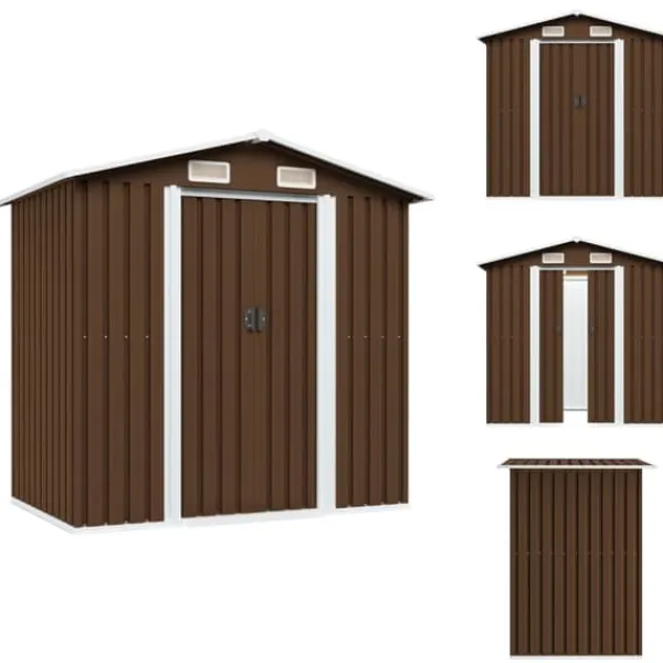 Skure, Garager & Carports^Skure & Redskabsskure - Living opbevaringsskur til haven 204x132x186 cm stål brun