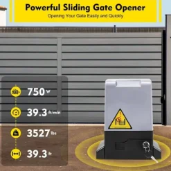 Skydeportåbner - Portmotor - Effekt 750 W - Helkobbermotor - Omdrejninger 1400 o/min - Fjernbetjening & Nøgler - Grå Skure, Garager & Carports