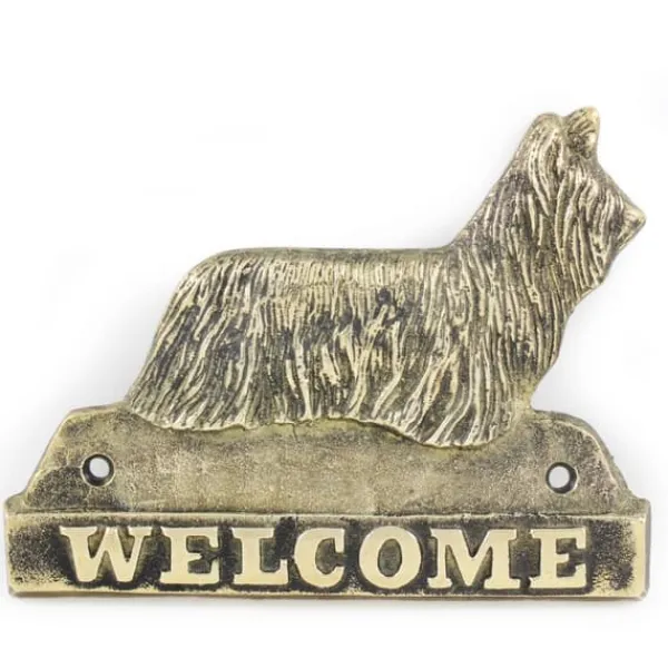 Adresseskilte & Husnumre^Skye Terrier - dørplade med hund, velkomstplade af messing, unikt skilt med inskriptionen Welcome by Art-Dog