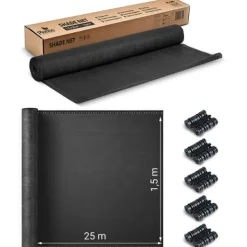 Skyggenet 1,5x25m 140g/m2 + 50 klemmer grå Haveduge