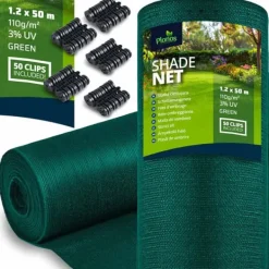 Best Skyggenet 1,2x50m 110g/m2 + 50 klemmer grønne Haveduge