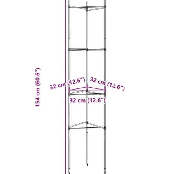 Krukker & Plantebeholdere^Slidstærkt espalier til tomater - Justerbart 2 stk. | Stål & PP | Højde: 154 cm
