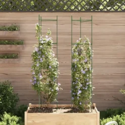 Krukker & Plantebeholdere^Slidstærkt espalier til tomater - Justerbart 2 stk. | Stål & PP | Højde: 154 cm