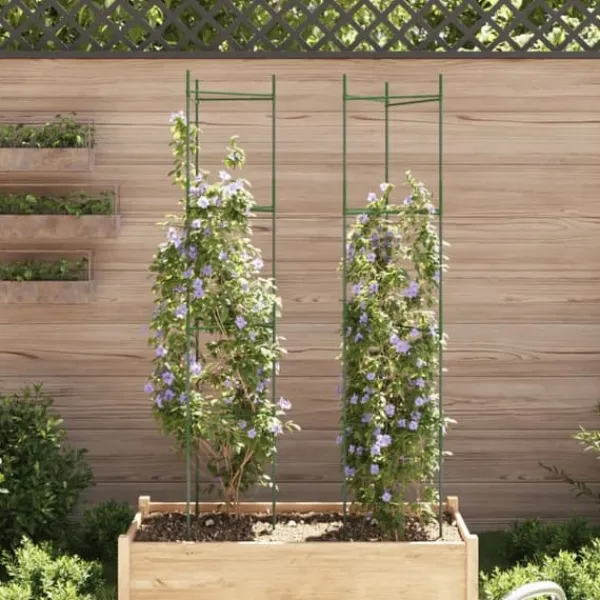 Krukker & Plantebeholdere^Slidstærkt espalier til tomater - Justerbart 2 stk. | Stål & PP | Højde: 154 cm