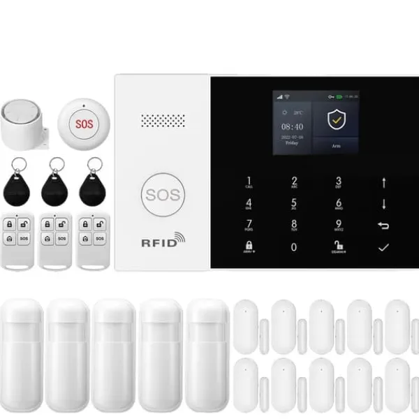 Hjemmealarmsystemer^Smart Alarm System, Mobil Kontrol, Bevægelsesdetekteringssensorer,F, EU-stik