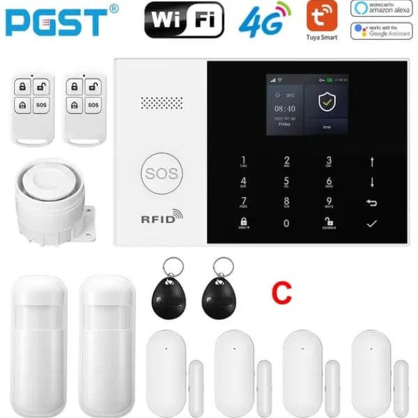 Hjemmealarmsystemer^Smart Alarm System, Mobil Kontrol, Bevægelsesdetekteringssensorer,C, EU stik