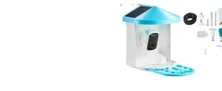 Sale Smart Fugl Foderautomat, 2K HD Kamera, Solcelledrevet, 2L Kapacitet,Blå Til Fugle & Småvildt