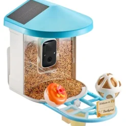 Til Fugle & Småvildt^Smart Fuglefoder med Kamera, AI Identifikation af 10.000+ Fuglearter, Soldrevet, Direkte Overvågning af Fugleliv.