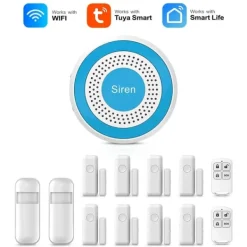 Hjemmealarmsystemer^Smart Home Alarm System, Trådløs Forbindelse, App-Styret,WiFi Alarm Kit H, EU Stik