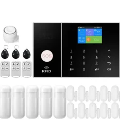 Hjemmealarmsystemer^Smart Home Alarm System, WiFi & 4G Forbindelse, Bevægelsesdetektion,F, EU stik
