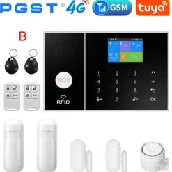 Hjemmealarmsystemer^Smart Home Alarm System, WiFi & 4G Forbindelse, Bevægelsesdetektion,EU-stik, B