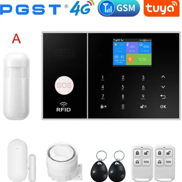 Hjemmealarmsystemer^Smart Home Alarm System, WiFi & 4G Forbindelse, Bevægelsesdetektion,EU-stik, A