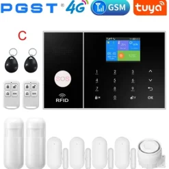 Online Smart Home Alarm System, WiFi & 4G Forbindelse, Bevægelsesdetektion,C, EU-stik Hjemmealarmsystemer