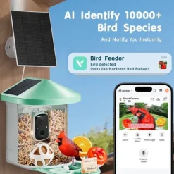 Til Fugle & Småvildt^Smart Soldrevet Fugleføder med AI Kamera, Identificerer 10000+ Fuglearter, Automatisk Foderudlevering, Robuste Materialer.