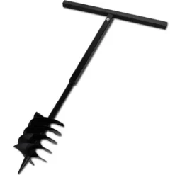 Haveværktøj^Sneglebor - Jordbor med håndtag 180 mm 3 spiraler stål sort