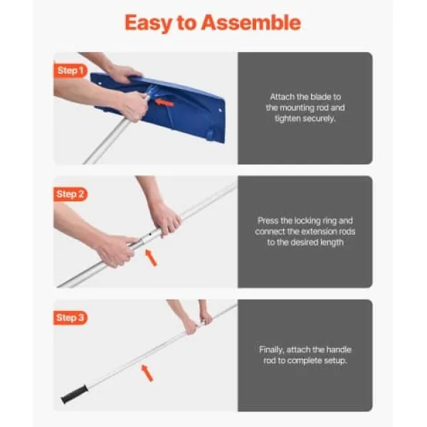 Snerydning^Snerydningsskovl til tag, 118-555x60x15,5 cm, Sølv, Plastblad
