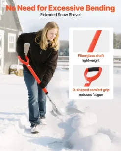 Sneskovl - Snerydningsskovl - Bredde 35 cm - Aluminium - D-formet håndtag - Letvægt - Stor kapacitet - Til indkørsel, have, bil og camping Snerydning