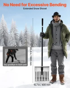 Discount Sneskovl - Til Indkørsel - Bredde 40 cm - Aluminiumslegering - Skridsikkert Greb - Stor Kapacitet - Aftageligt Design - Letvægt Snerydning